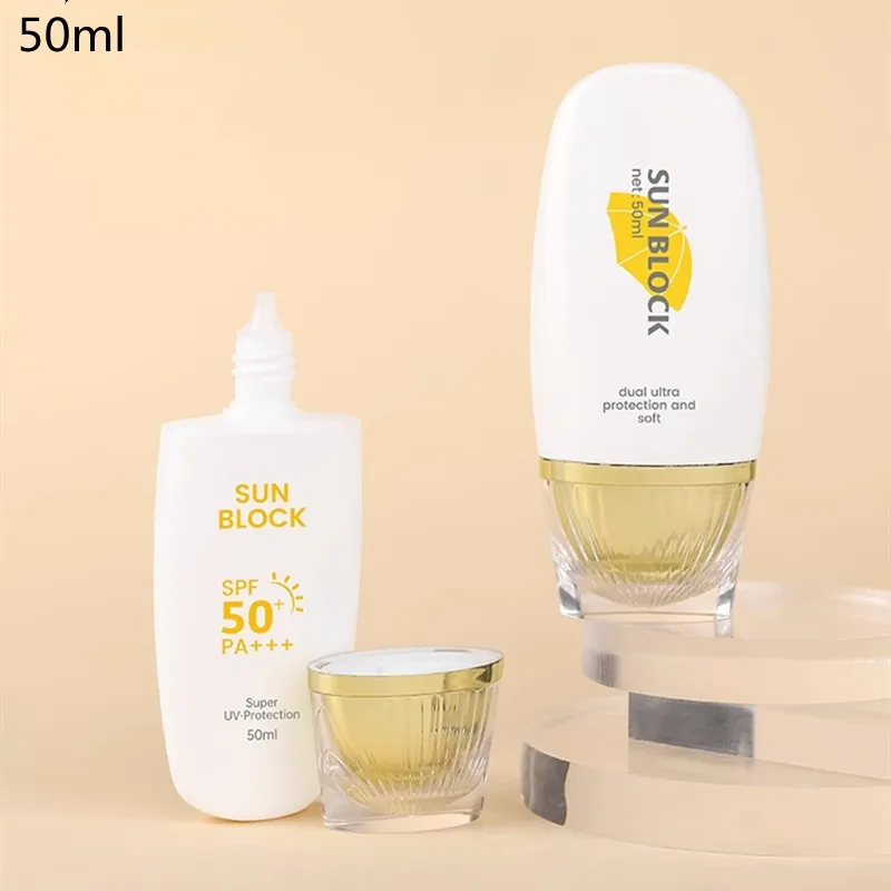 Wholesale 50ml PE White Flat Soft Hose Empty Squeeze Tube Hand Facial Cream Sunscreen Cream Lotion Skin Care Cosmetics Packaging