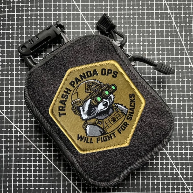 Patch Trash Panda Ops Will Fight for Snacks Tactical Badge Printed Hook and Loop Backpack Clothing Accessory Stickers Armbands