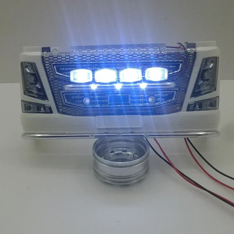 LED Simulation Metal Silver Headlight for 1/14 Tamiya RC Truck Car VOLVO FH16 56360 Scania 56323 Diy Parts Toys