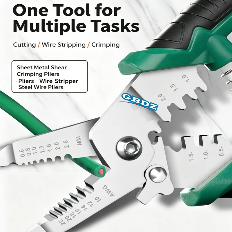 Multifunctional Wire Stripper Pliers Electrician Tool Fiber Optic Cable Cutter Stripping Crimping Tool 0.2-6mm²