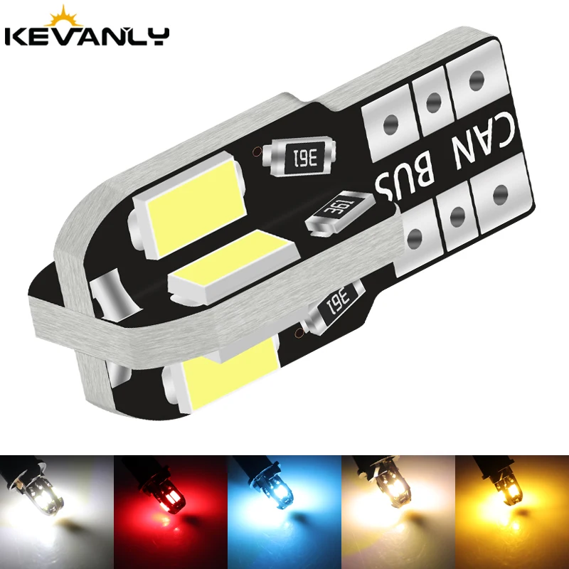 10 Lâmpadas LED W5W T10 Canbus, 8 LEDs SMD 5730 168 194, Luzes de Teto e Mapa para Carro, Luz de Posição e Sinalização de Estacionamento