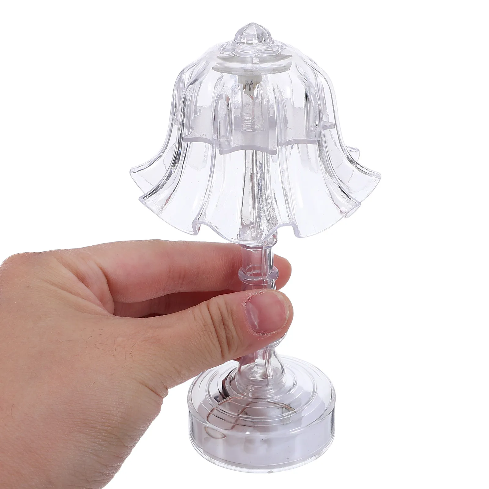 

2Pcs Clear LED Nightstand Lamps Portable Bedside Table Night Lights Vintage Transparent Pleated Desk Lamps for Bedroom Dorm
