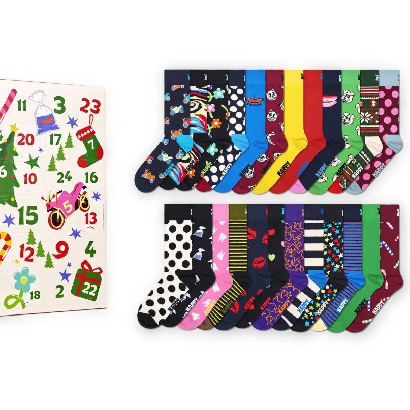 

Веселые рождественские носки, фестиваль, обратный отсчет, глухая коробка, календарь, 24 пары носков, слепая коробка, подарки