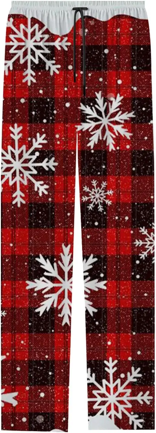 رجل عيد الميلاد بيجامة السراويل مضحك عيد الميلاد Pj السراويل مع جيوب فضفاضة تناسب عيد الميلاد طباعة صالة Pj قيعان للأزواج #4