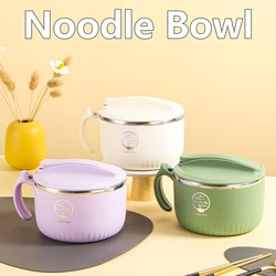 1300ML Noodle Bowl Food Grade Microwave Ramen Food Container with Lid and Handle Large Capacity Office Worker Instant Soup Cup