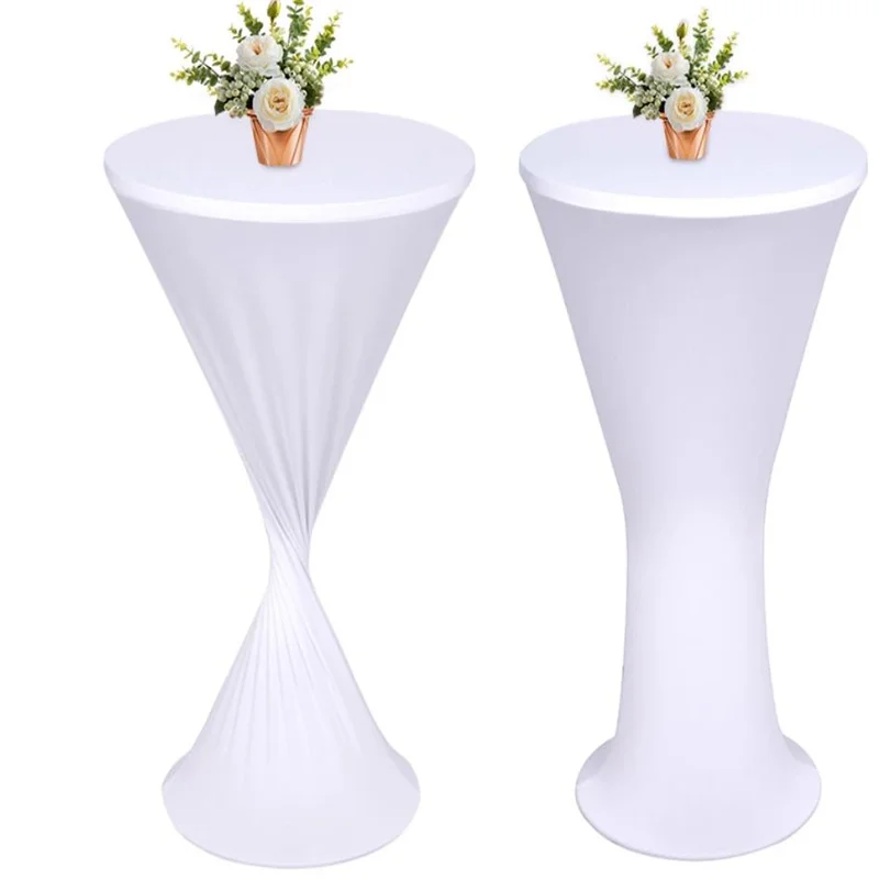 2pcs round base Stretch Lycra Spandex Cocktail Table Cover Wedding Table Cloth For Event Banquet Decoration