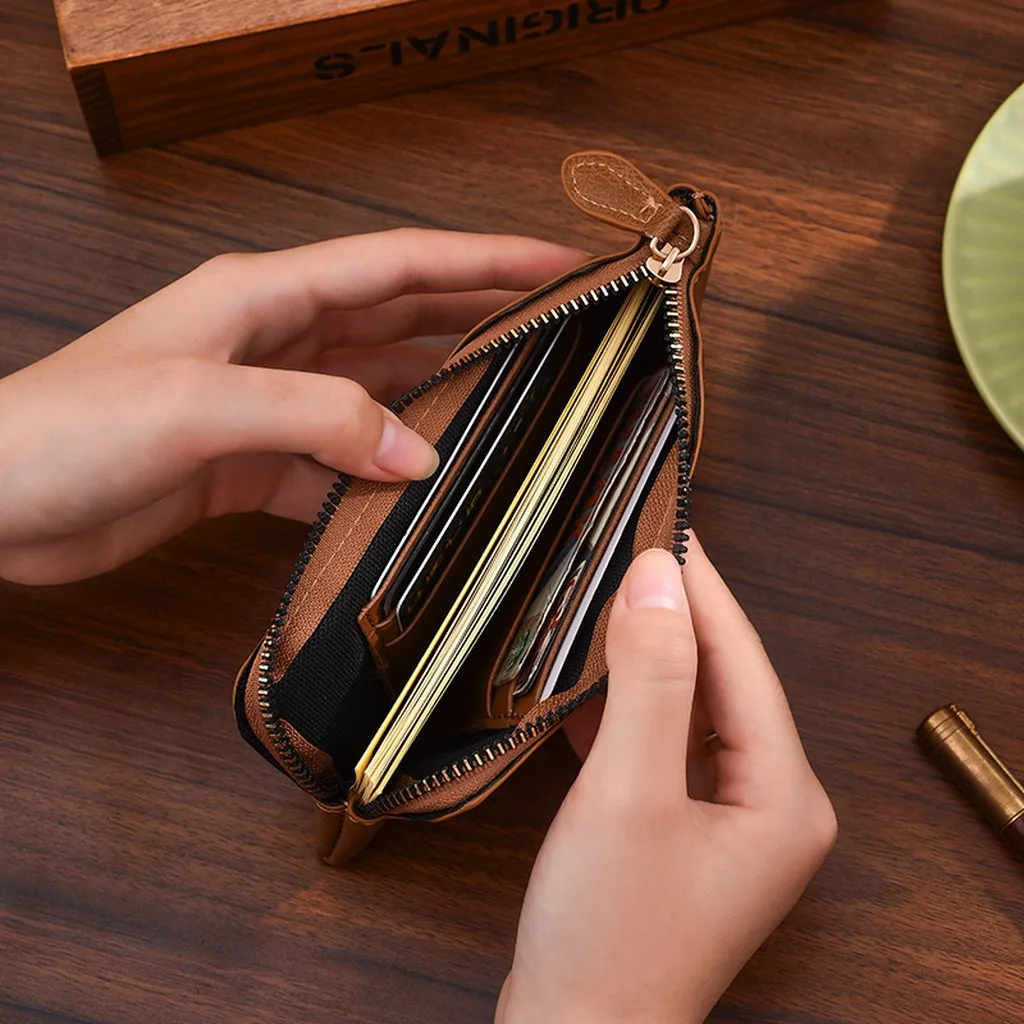 Long Clutch Wallet Portable Long Zipper Wallet Large Capacity Wallet Solid Color For Men Daily Use Daily Commuting