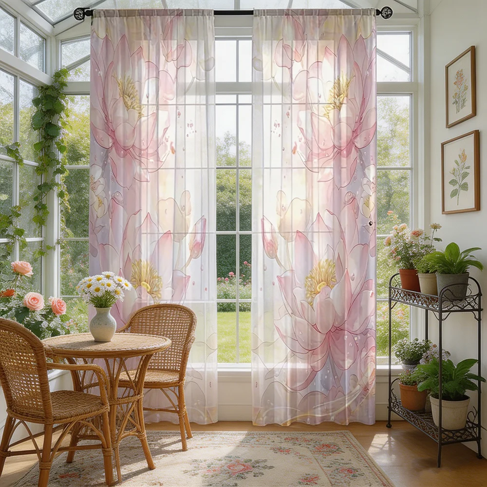 2PCS Digital Printing Sheer Curtain, Persian Carpet Oriental Pattern, Exotic Luxurious Traditional Ethnic Living Room Decor - view 4