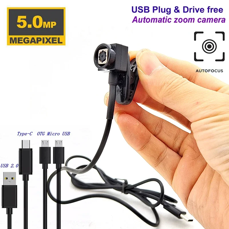 HD 5MP OTG Mini Camera Auto Focus Micro USB Module Camcorder Clip AF Automatic Focus Lens Type-c External Android Small Camera