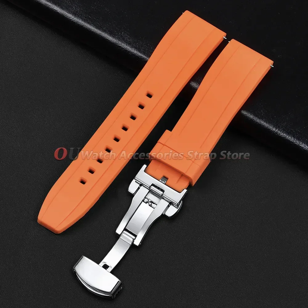 20mm 22mm Silikon-Uhrenarmband für Seiko, Rolex, Omega, Schnellverschluss-Uhrenarmband mit Schmetterlingsverschluss, Gummi-Armbänder für Damen und Herren – Detail 10