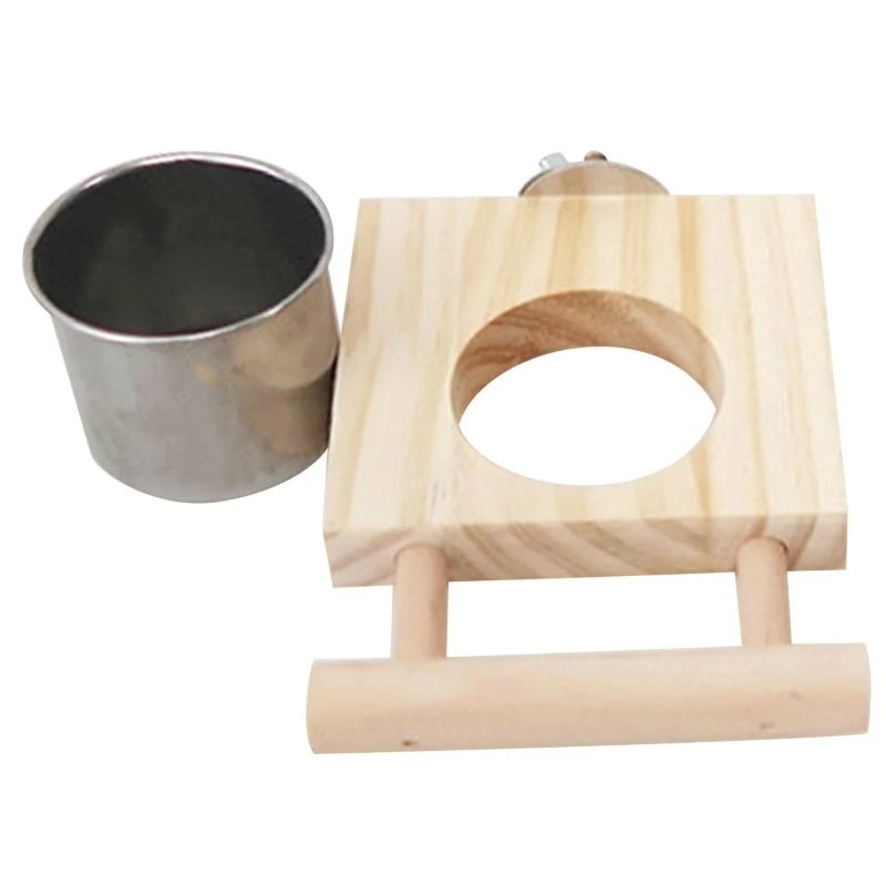 

Parrot Feeder Perch Stainless Steel Feeding Cups Water Bowl for Macaws Lovebirds