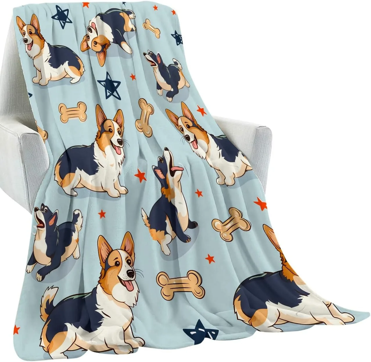 Manta fina de Corgi encantadora, regalos para familiares, amigos, sofá, cama, coche, hogar, Camping, animales