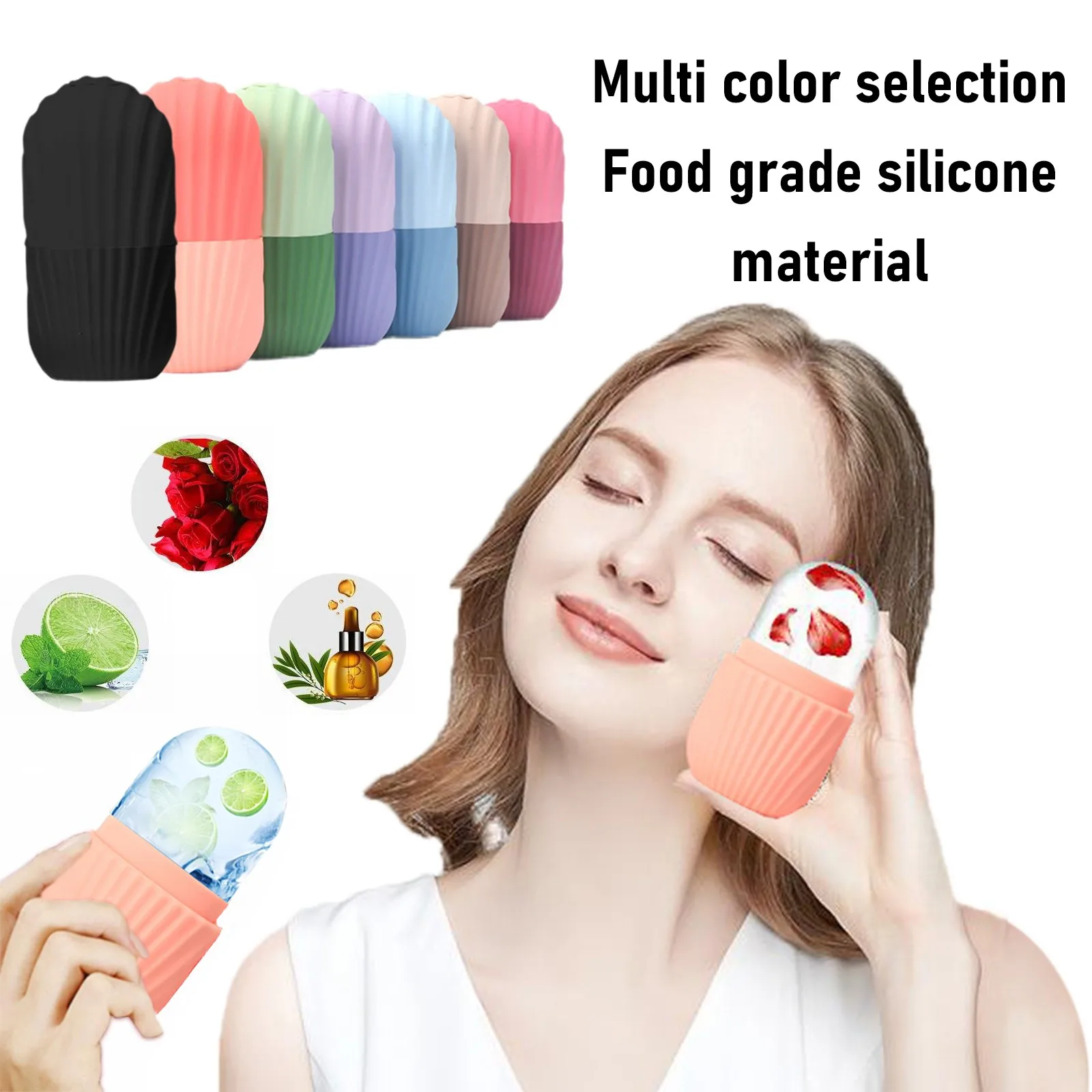 Vassoio per il ghiaccio facciale riutilizzabile Massaggio Vassoio per il ghiaccio in silicone Portatile per la cura del restringimento del viso Stampo per il ghiaccio Massaggiatore per il viso Strumenti per la cura della pelle di bellezza