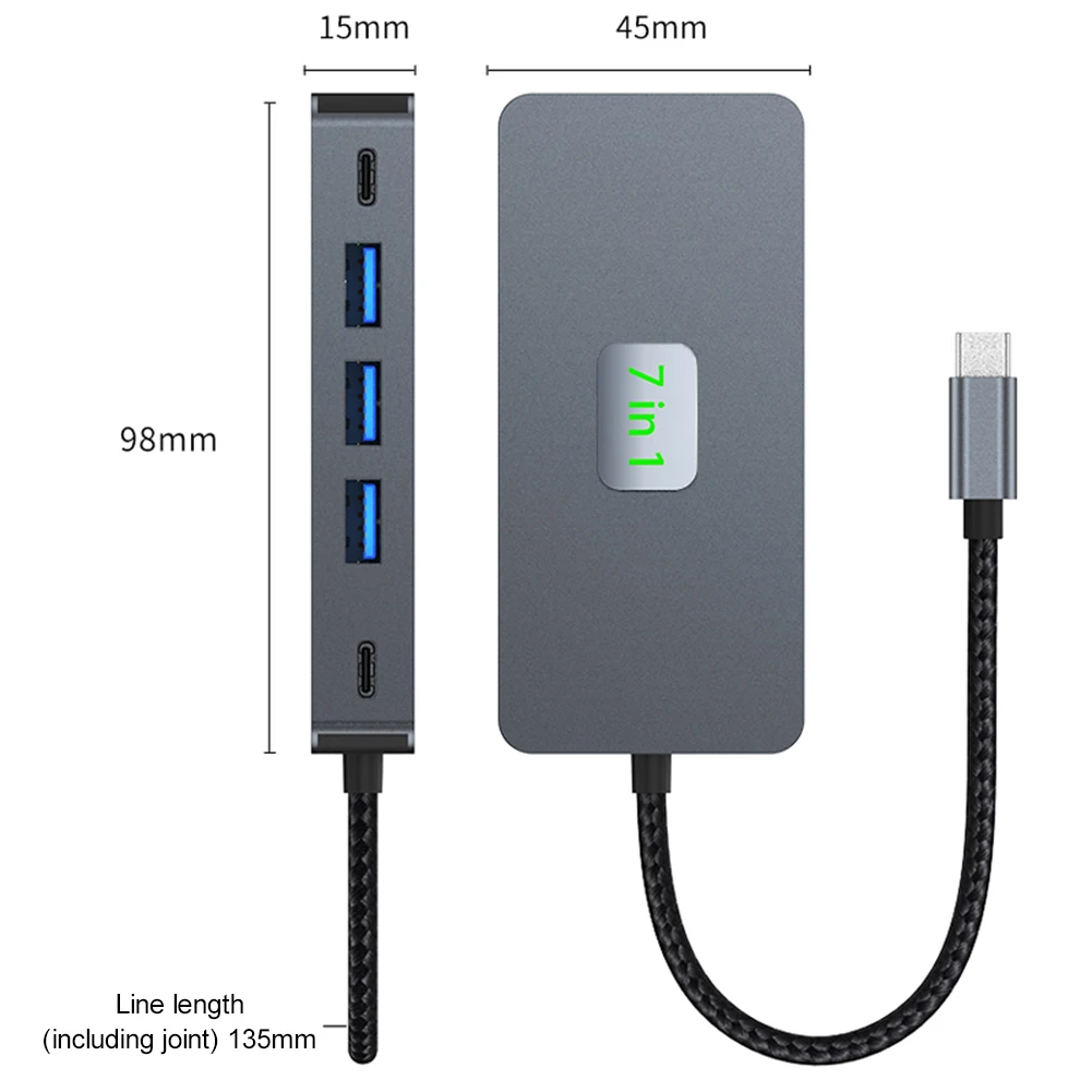 محطة إرساء USB C 7 في 1 شاشة مزدوجة متوافقة مع HDMI PD 100 وات USB C إلى محور USB مزدوج متوافق مع HDMI لينوفو/السطح/اليوغا