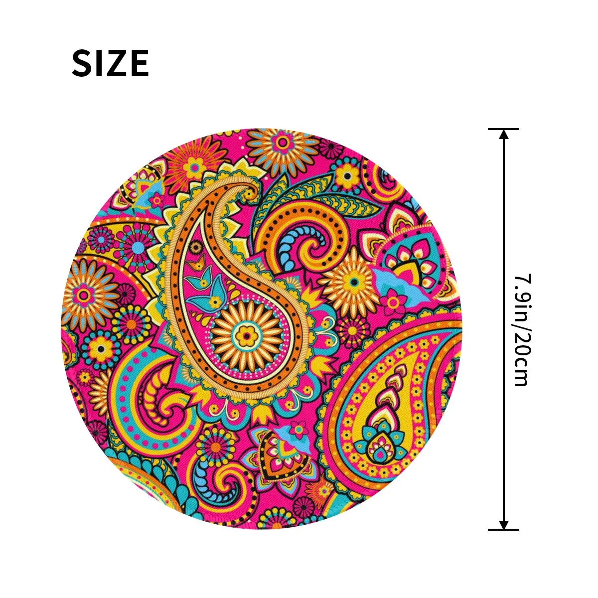 Retro Paisley Print Mouse Pad Abstract Floral Aesthetic Round Mousepad Graphic Comfort Quality Mouse Mats For Laptop PC MacBook