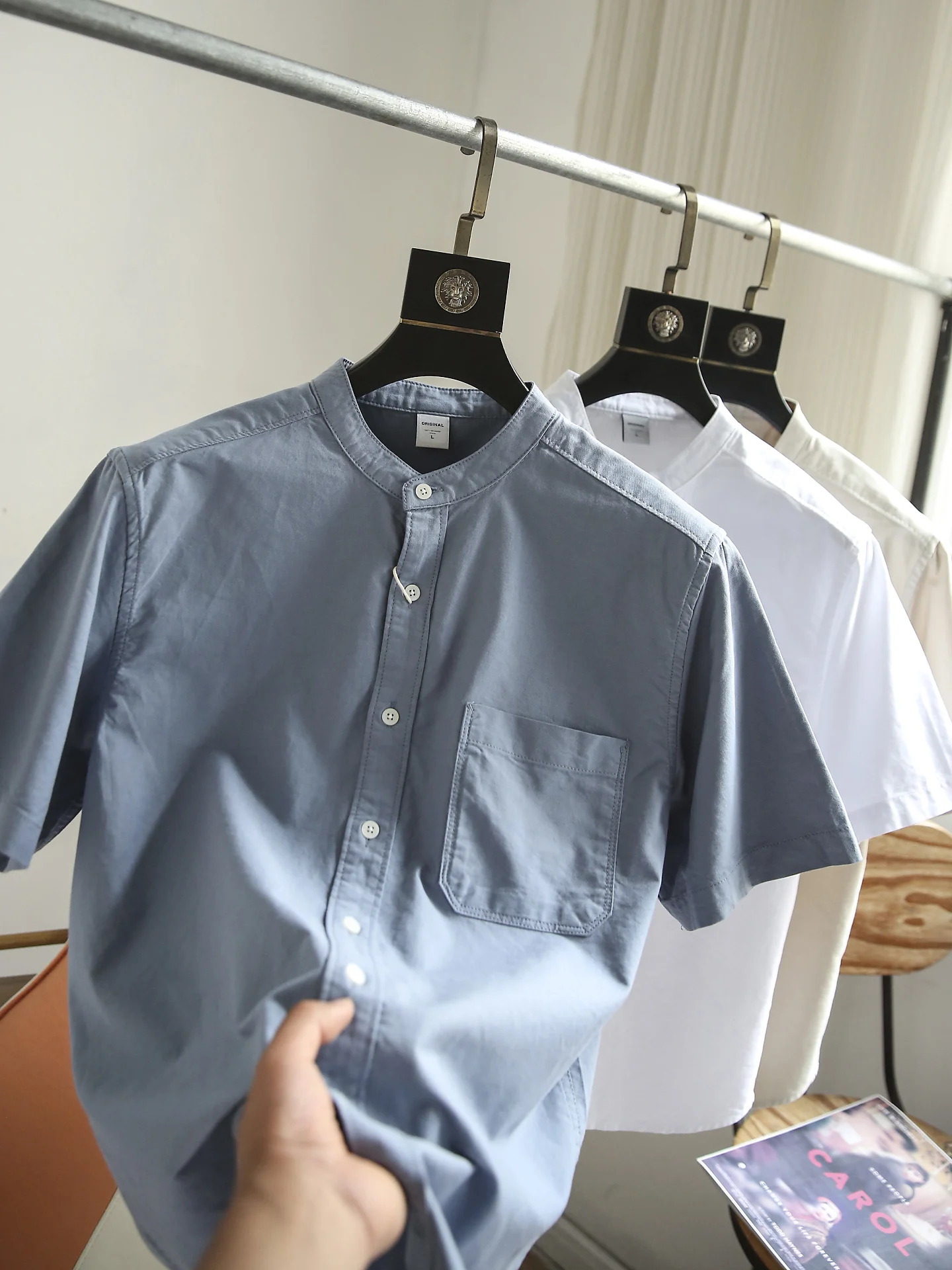 

Summer New Sle Men's Casual Cotton irt Breathable ort Sve Small Collar Waed Comfortable Japanese Retro Sle