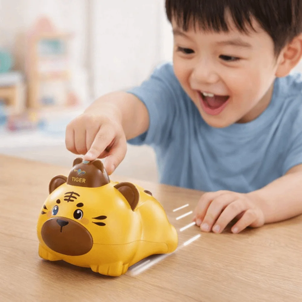 Cartoonish Small Animals Pet Elastic Vehicle Press-the-Bottom Design Impact-resistant Press & Go Animal Car Early Learning