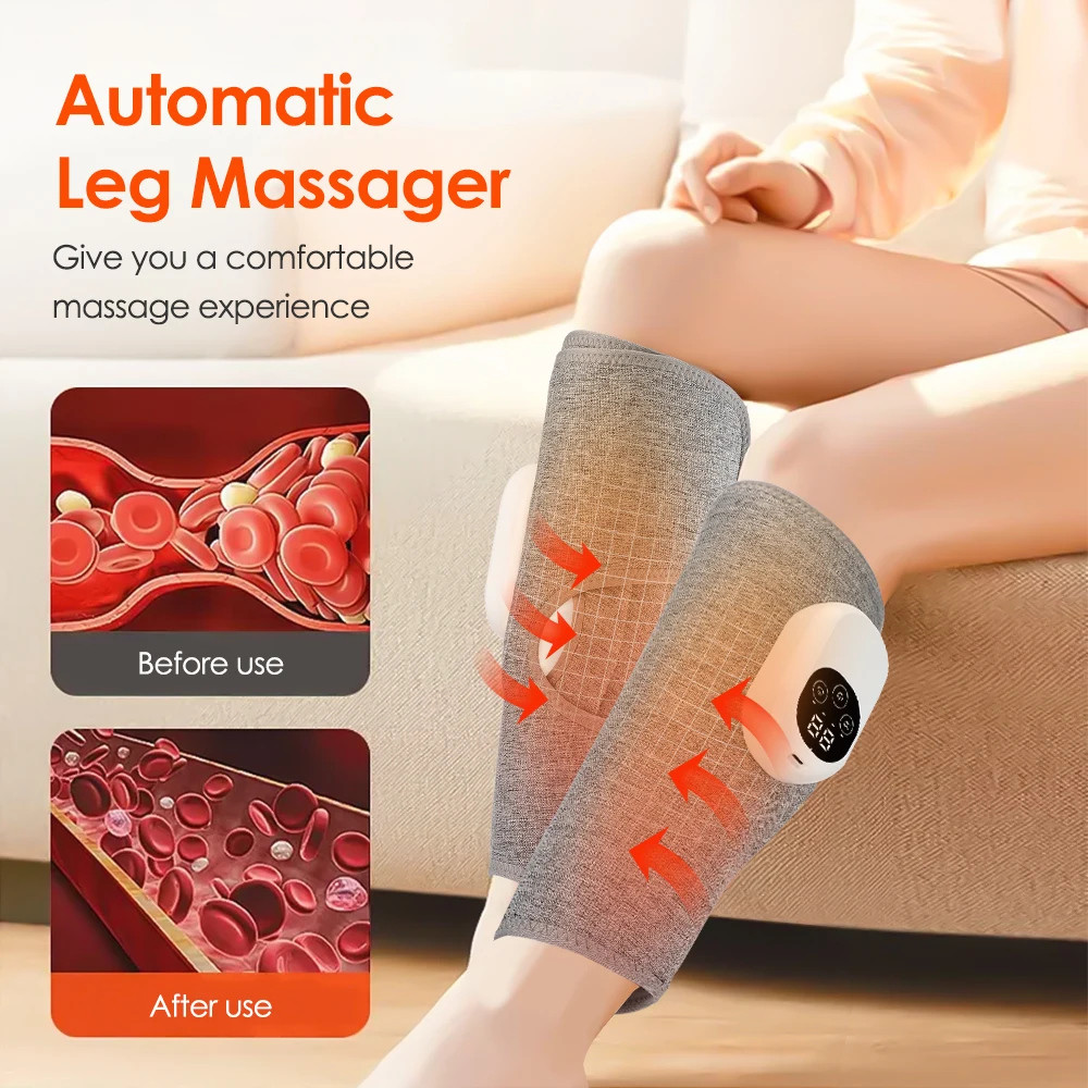 Eletric 360° Air Pressure Calf Massager 4 Mode Wireless Airbag Pressing Leg Massage Blood Circulation Calf Foot Muscle Relax