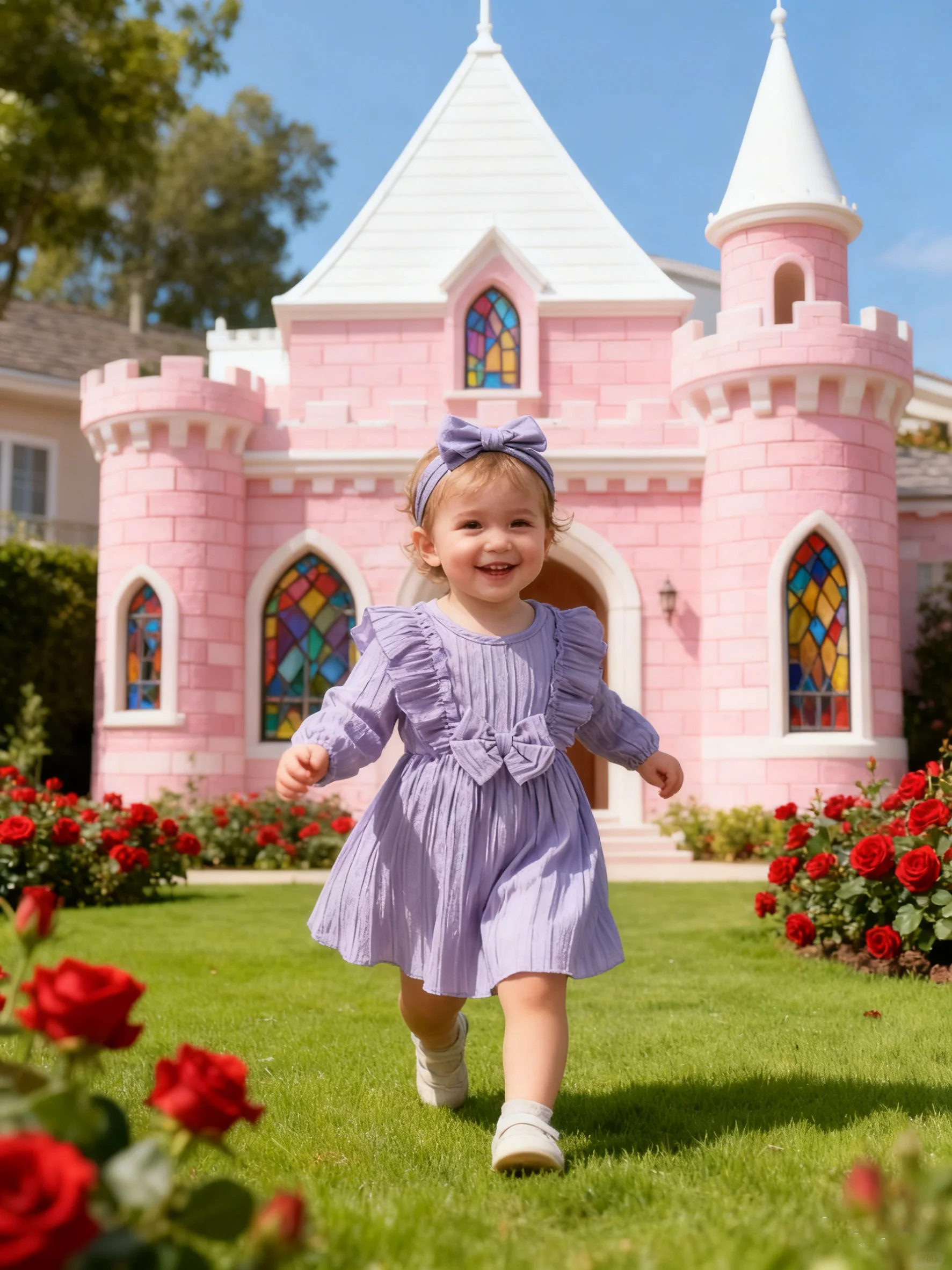 Baby Girl Dress Round Neck Purple Ruffle Long Sleeve Dress 0-24 Months Baby Girl Spring Casual Dress Baby clothing