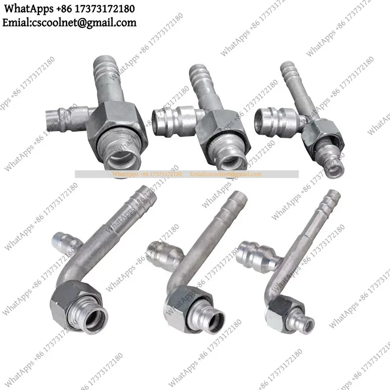 #6 #8 #10 Gas Jet Fitting Gas Filling Nozzle Aluminum Straight 90 Degree Joint R134a Car AC Hose