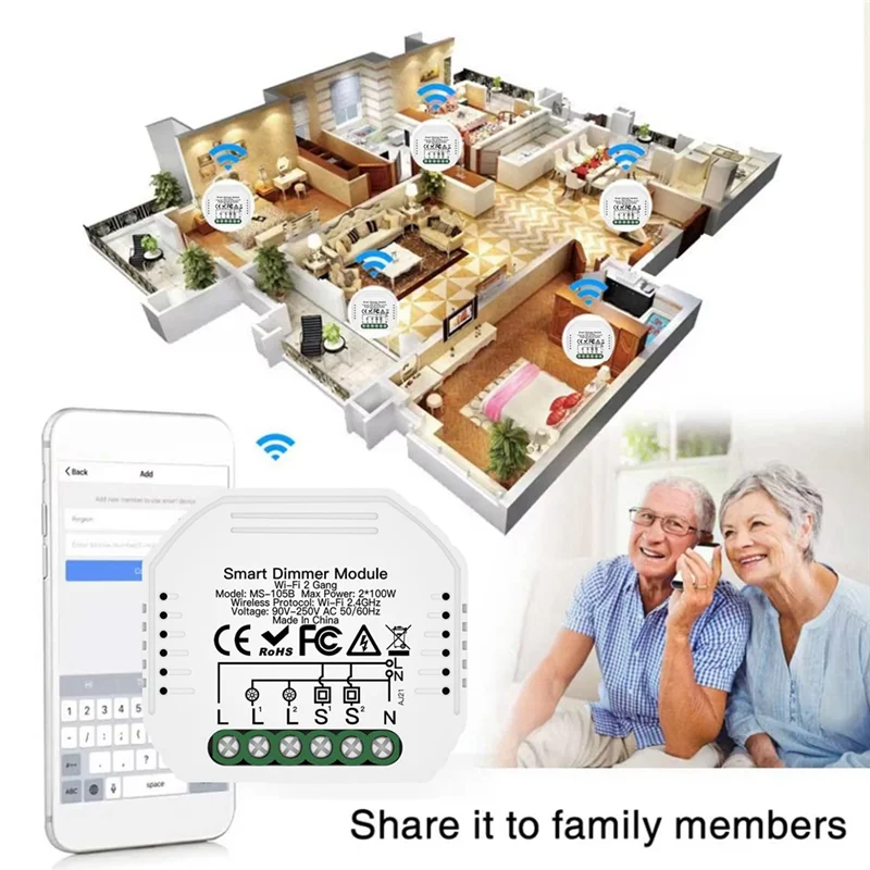 -ESTR DIY Smart Wifi LED Dimmer Switch 2 Way Switch Voice Dimming Smart Switch For Smart Life Alexa Tuya APP