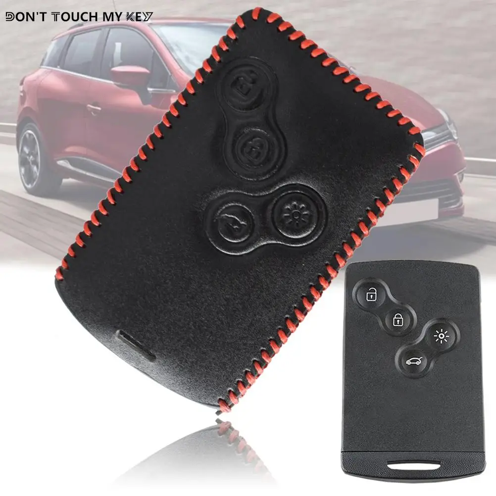 Leather Car Key Cover For Renault Koleos Captur Clio Megane Scenic Laguna Car Case Keychain Key Shell Holder Remote Fob 4 Button