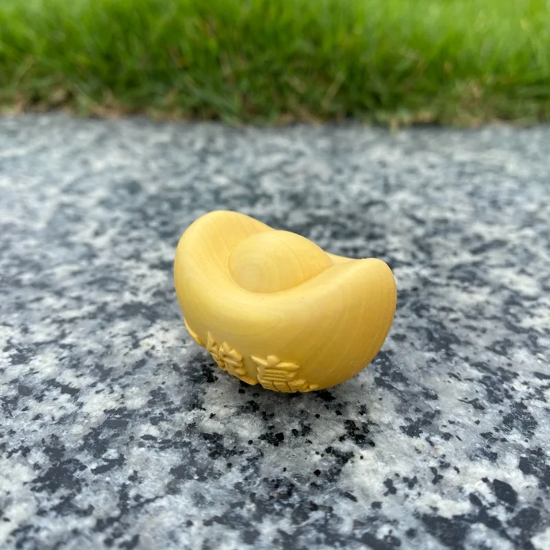 Hand-Carved Boxwood YuanBao Ingot - 1.57