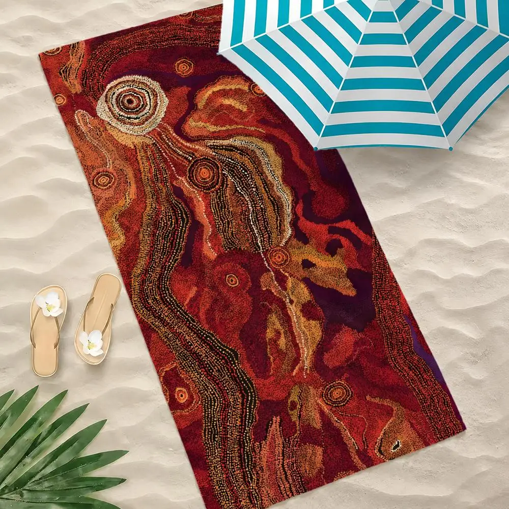 Art Australian Aboriginal Art Towel Towel Beach Towel Oversized Quick Dry Towel Absorbent Soft Swim BeachTowels for Men Women