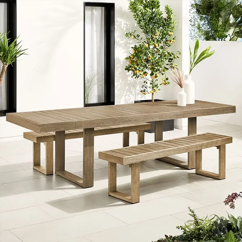 Outdoor Courtyard Table and Chair Set Anticorrosive Wood Garden Furniture for Balcony Terrace Villa Leisure Bench Combination