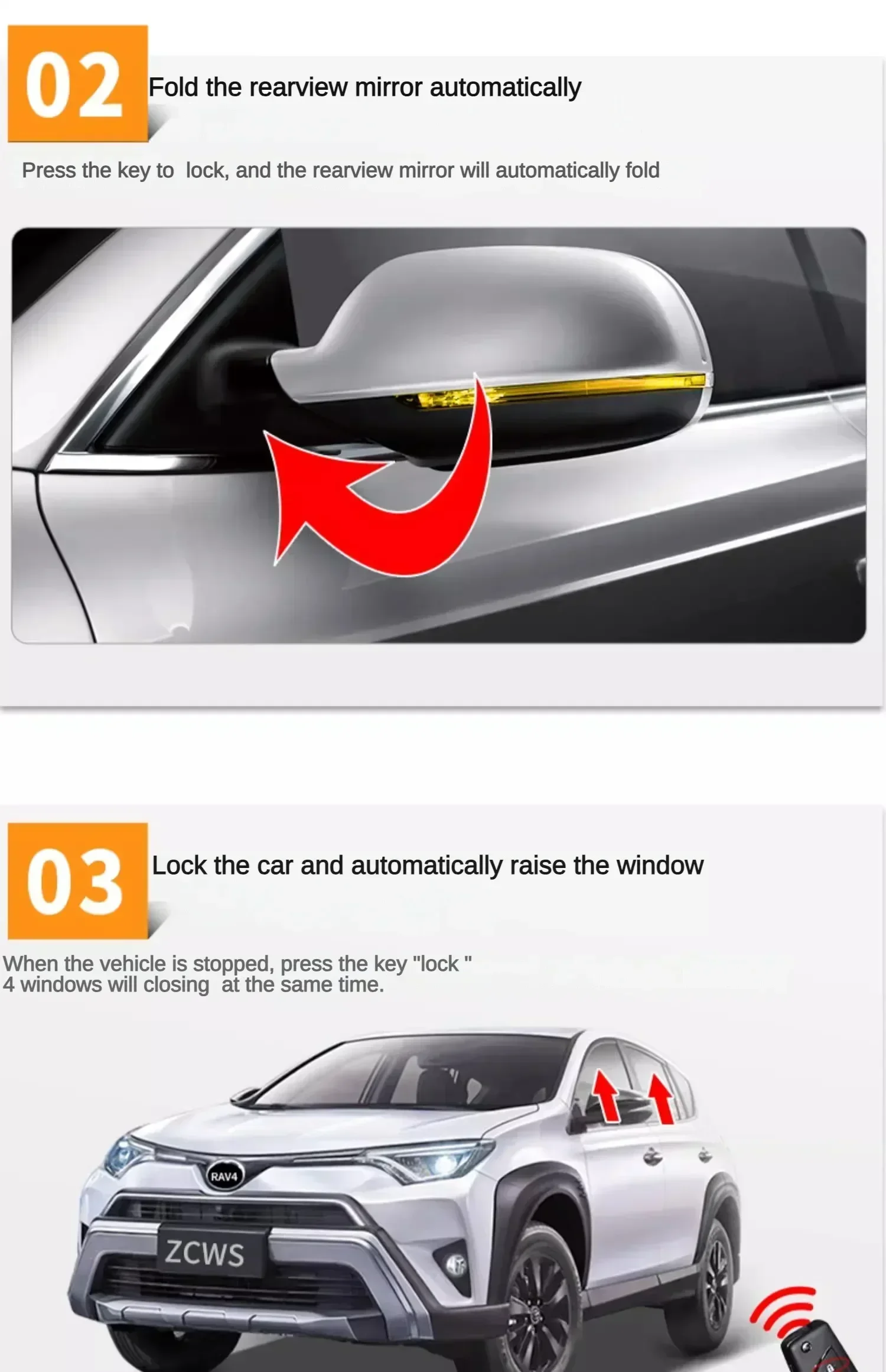 Car Windows Closer&mirror Folding Module for Toyota Fortuner Innova Hilux Closing/ Opening Windows  Side Mirrors Automatically