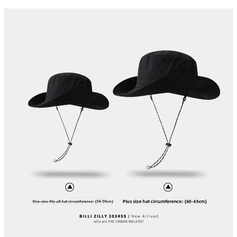 Large Eaves Quick-Drying Bucket Sunscreen Hats for Big Head Circumference Outdoor Mountaineering Hats with Bags