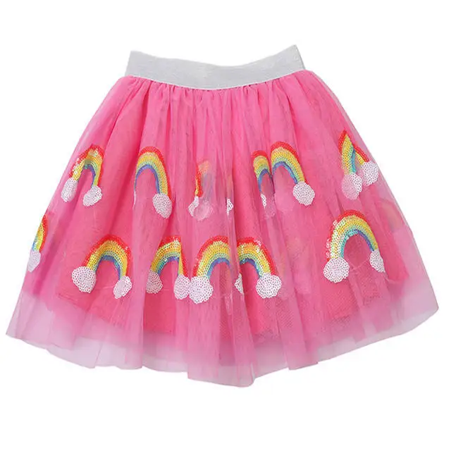 Hot Sale Sweet Kids Girls Skirt Summer Rainbow Embroidery Children Girl Tutu Skirt