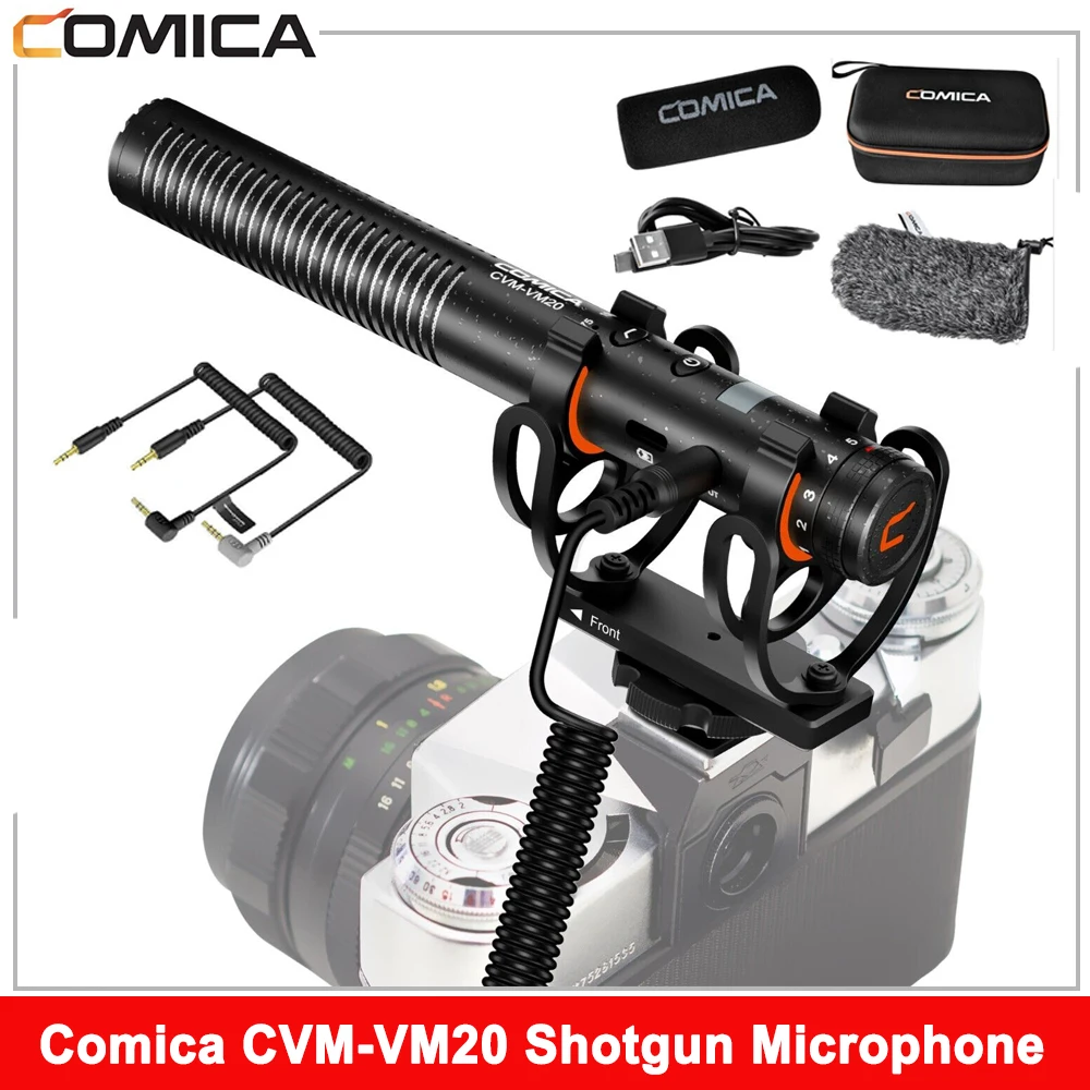 Comica CVM-VM20 2.4G Wireless Shotgun Microphone for Smartphone DSLR Camera Camcorder Tablets Laptops Interview Video Recording