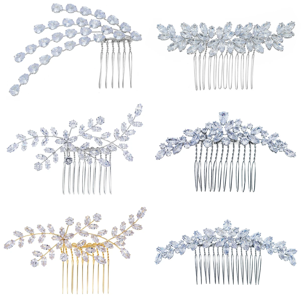 Luxury Wedding  Hair Comb Big Crystal Flower Cubic Zirconia Bridal Hair Comb Pin Accessories Jewellery Elegant Women