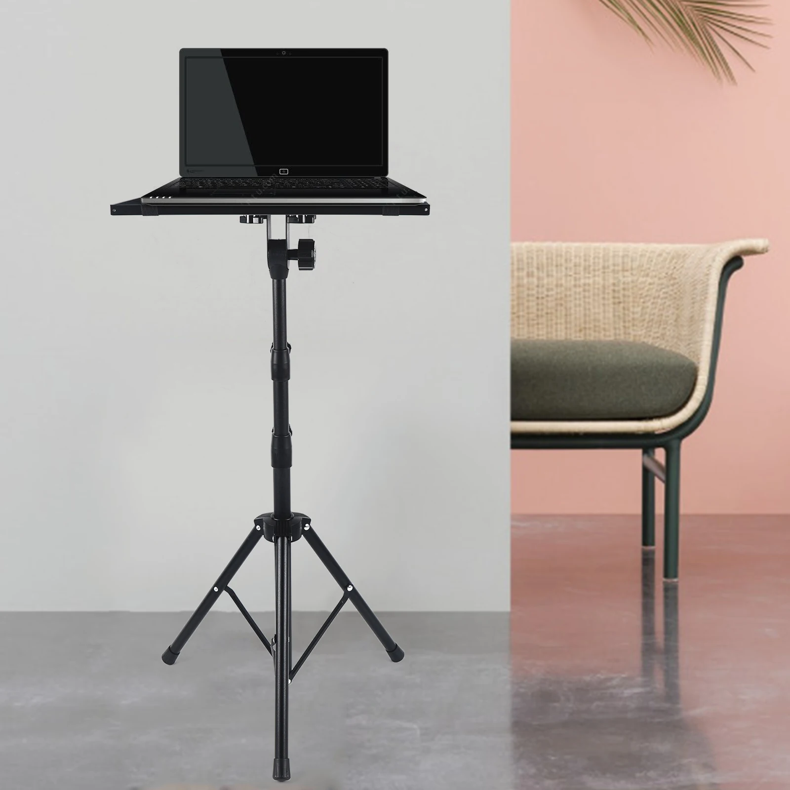 Adjustable Laptop Projector Stand  Portable Podium Tripod Mount Black Computer Stand Tray and Holder