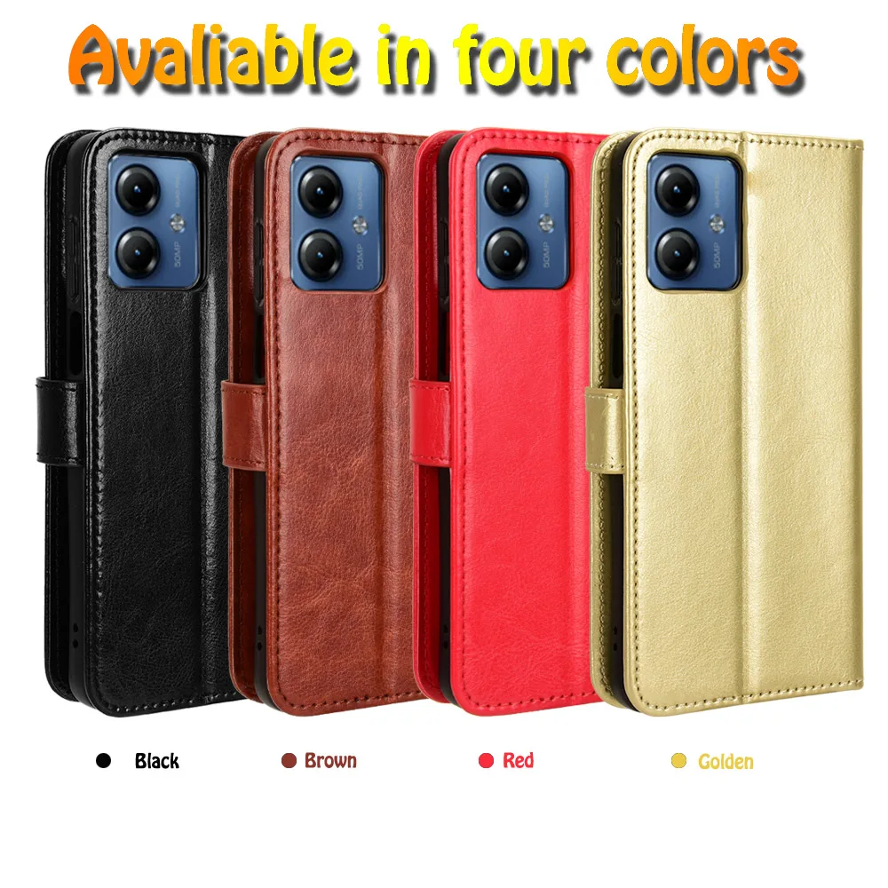 Leather Flip Case For Motorola Moto G04 G14 G24 Power G34 G54 G84 G35 G55 G85 5G Protective Cover Wallet Kickstand Coque Fundas