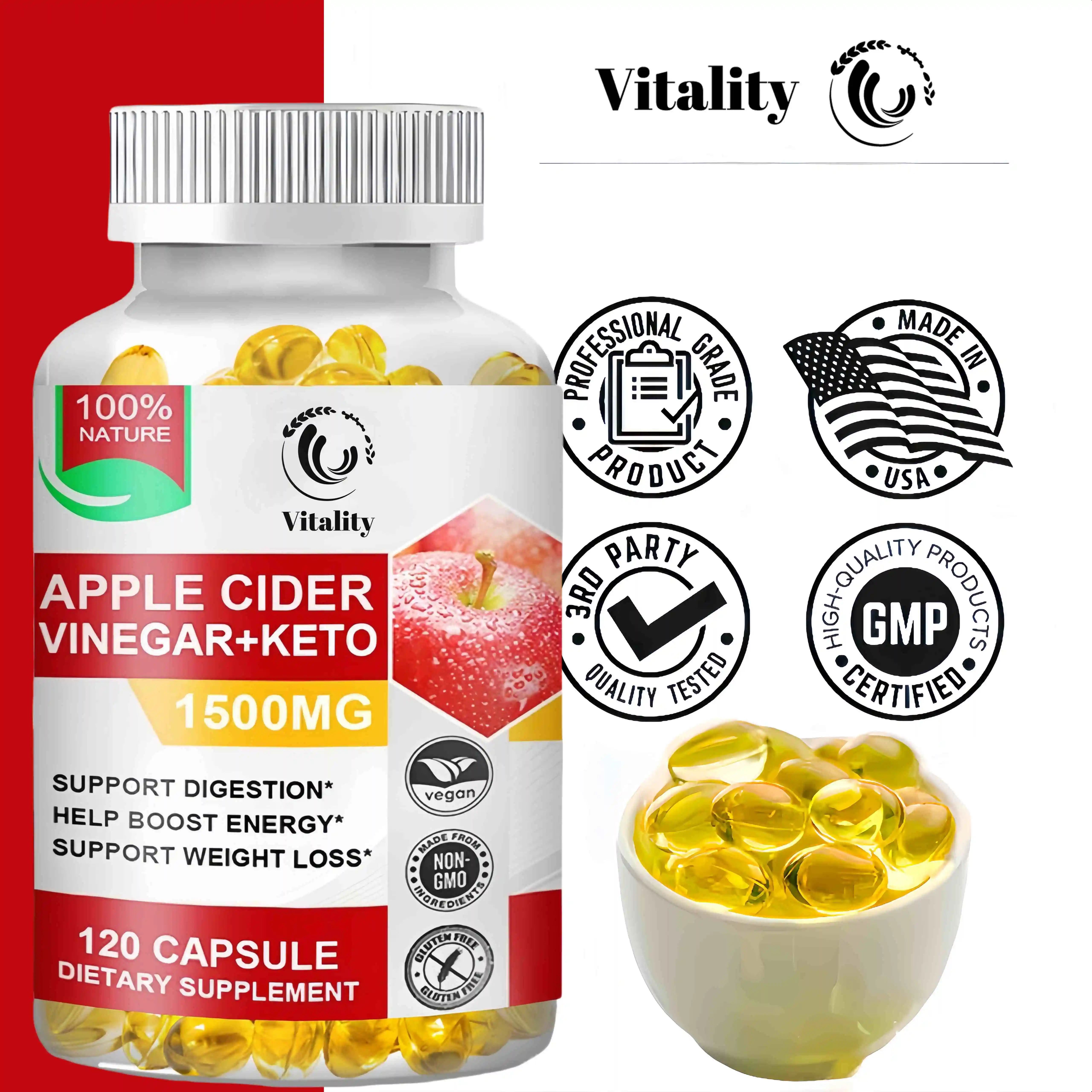 Apple Cider Vinegar Keto Capsules Detox Slim Capsule With Vitamin Bhb For Women Burning Fat Losing Weight Dietary Supplement