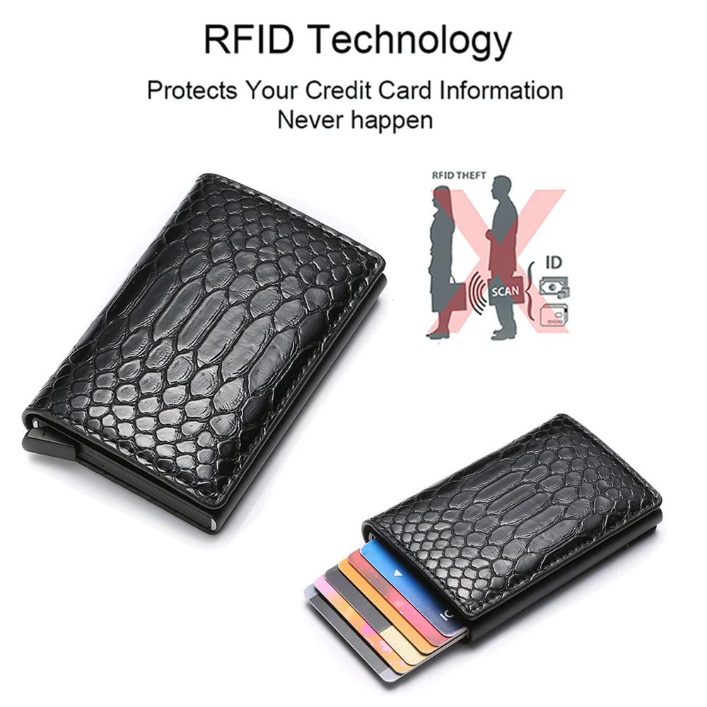 Crocodile Pattern Rfid Card Holder Men Wallets Smart Money Bag Male Purse Small Thin Mini Slim Bifold Wallets Short Black Wallet