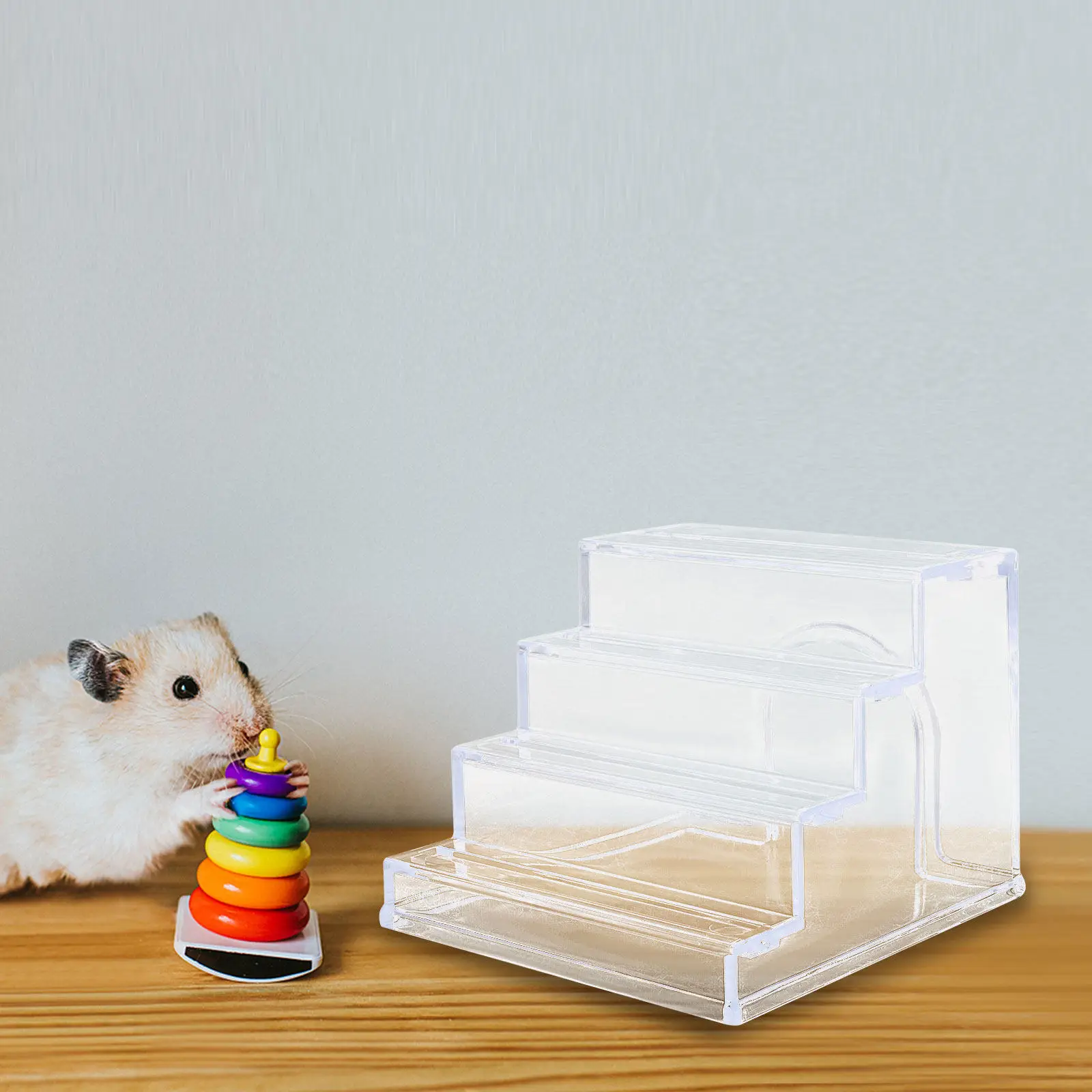 Acrylic Hamster Ladder for Small Pets Anti-Slip Climbing Platform with Hideout Design Hamster Cage Landscaping Ladder - view 5