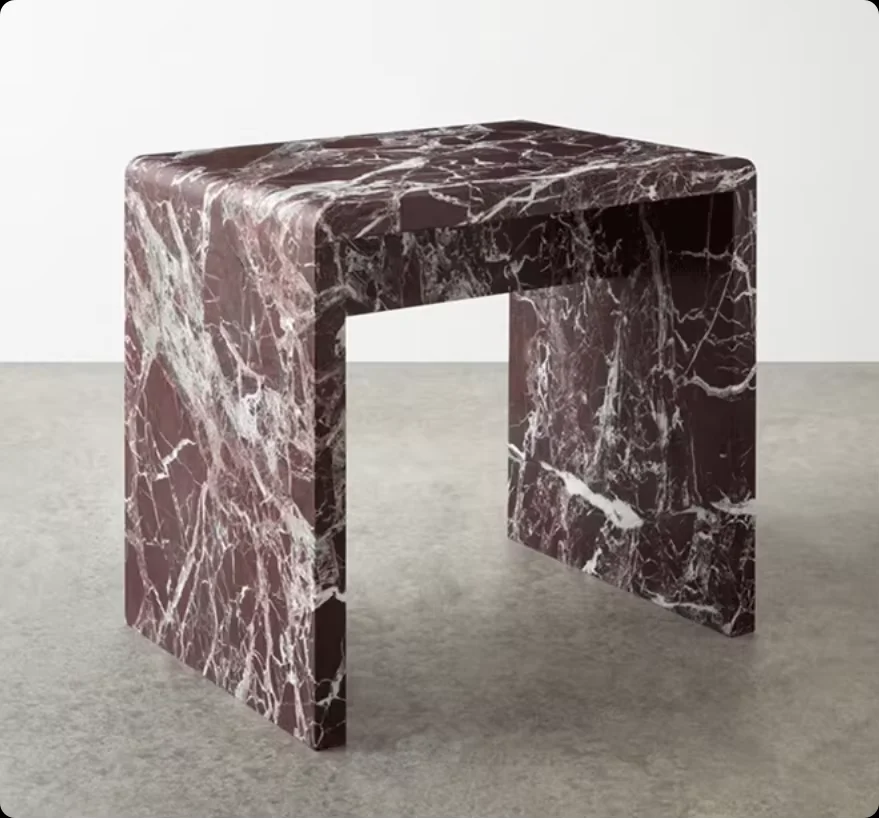 Premium Home Furniture Natural Marble Violet-Red Stool Long-Lasting Handmade Customizable Durable Furniture for Home Decor