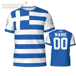 Custom Name Number Greece Flag Greek Emblem 3D T-shirts For Men Women Tees jersey team Clothes Soccer Football Fans Gift T shirt