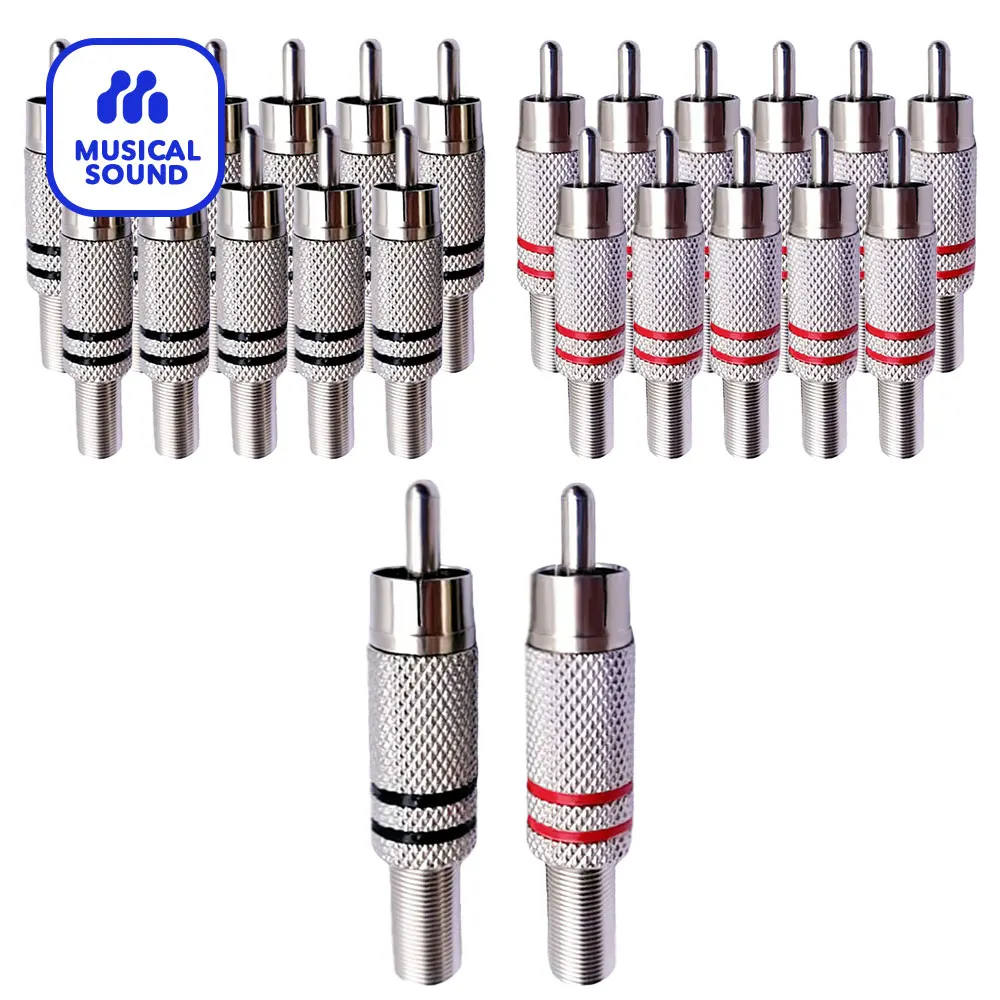 Musical Sound Metal Spring RCA Connector Male Jack Plug AV Plugs PC Audio Vedio Welding DIY Connectors Plugs