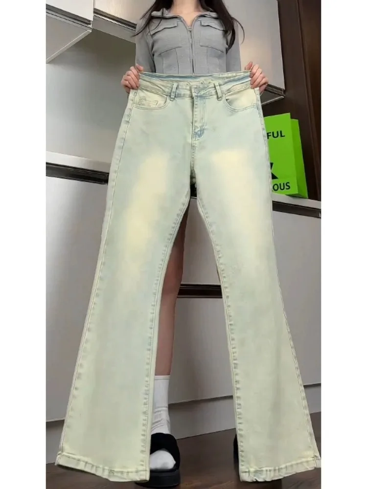 

Мужские джинсы Cleanfit цвета желтой глины, весенняя мода, с высокой талией, облегающие, эластичные, американского кроя, прямые брюки, молодежный тренд