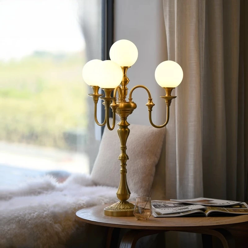 

French desk lamp living room dining room retro all copper lighting designer original bedroom study brass medieval floor lamp