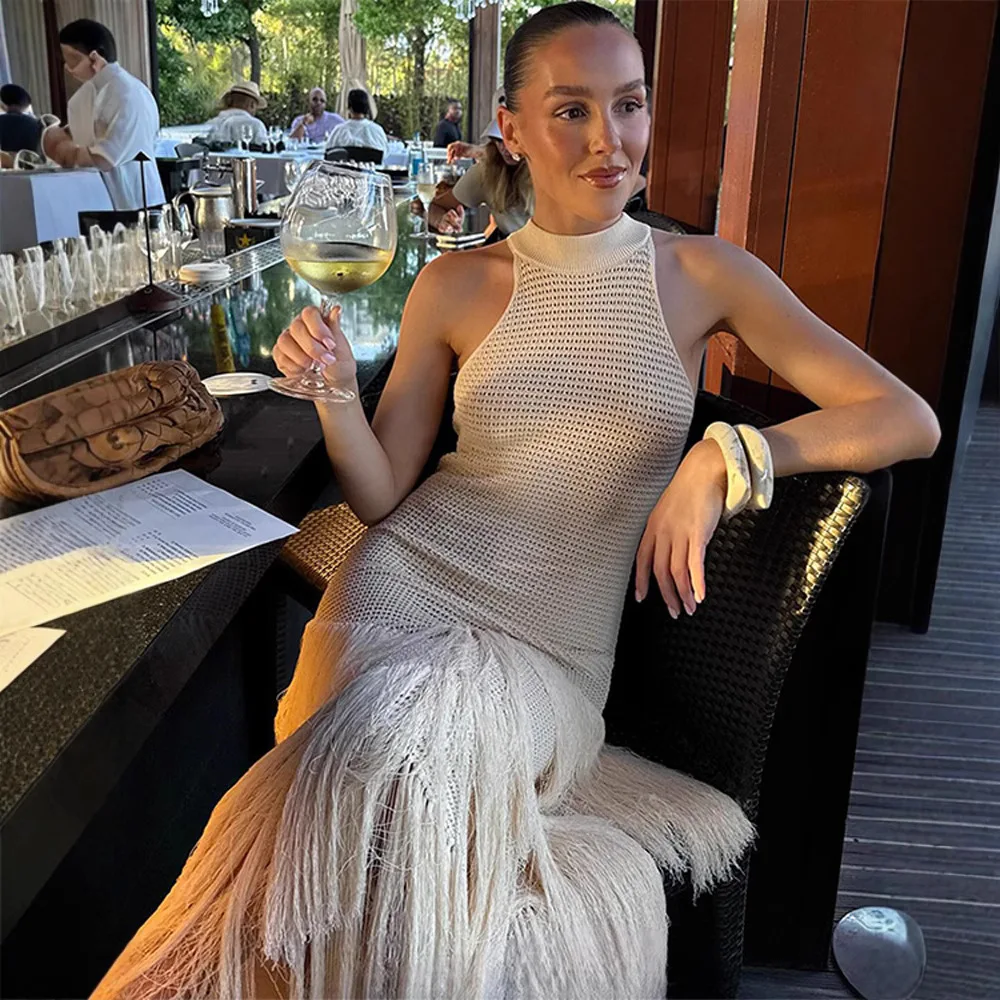 

Sleeveless Splicing Short Dress Women 2025 Summer New Product Solid Color Knitted Breathable