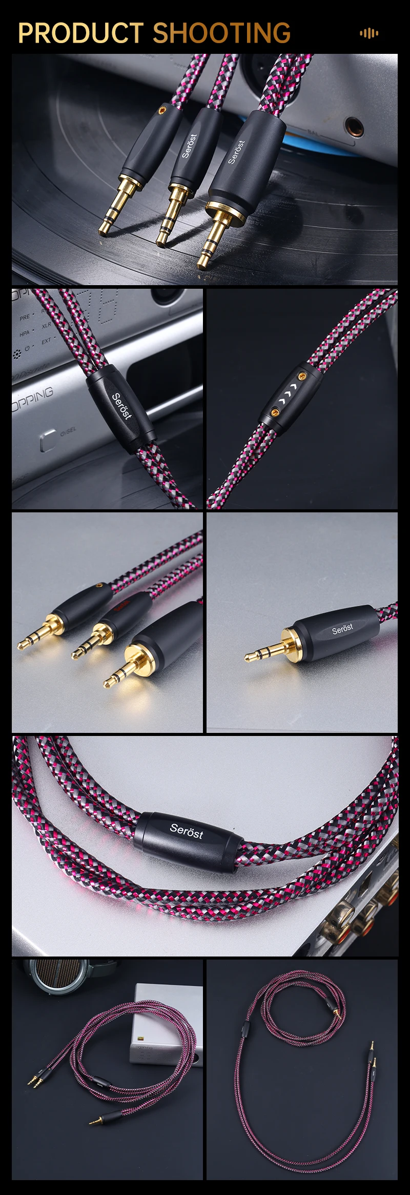 Serost Moon HiFi OCC Kupfer-Audiokabel Typ-C 3,5mm 4,4mm 6,5mm 4-Pin-XLR Stereo auf Dual 3,5mm Stecker für Kopfhörer und Lautsprecher – Detail 8