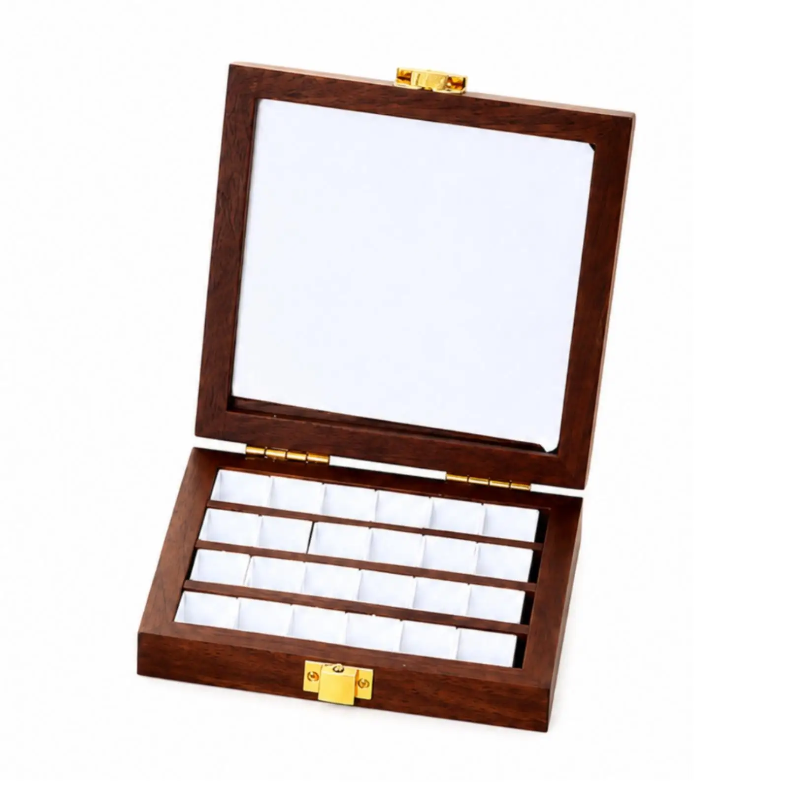 Natural Wood Watercolor Paint Palette Box for Artist Studio Organization and Nail Color Detailing