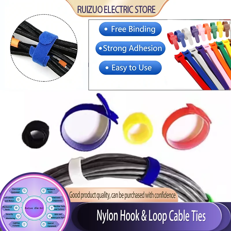 

20~200Pcs Reusable Fastening Cable Ties Adjustable Cord Ties ,Nylon Cable Management Straps Hook Loop Cord Organizer Wire Ties