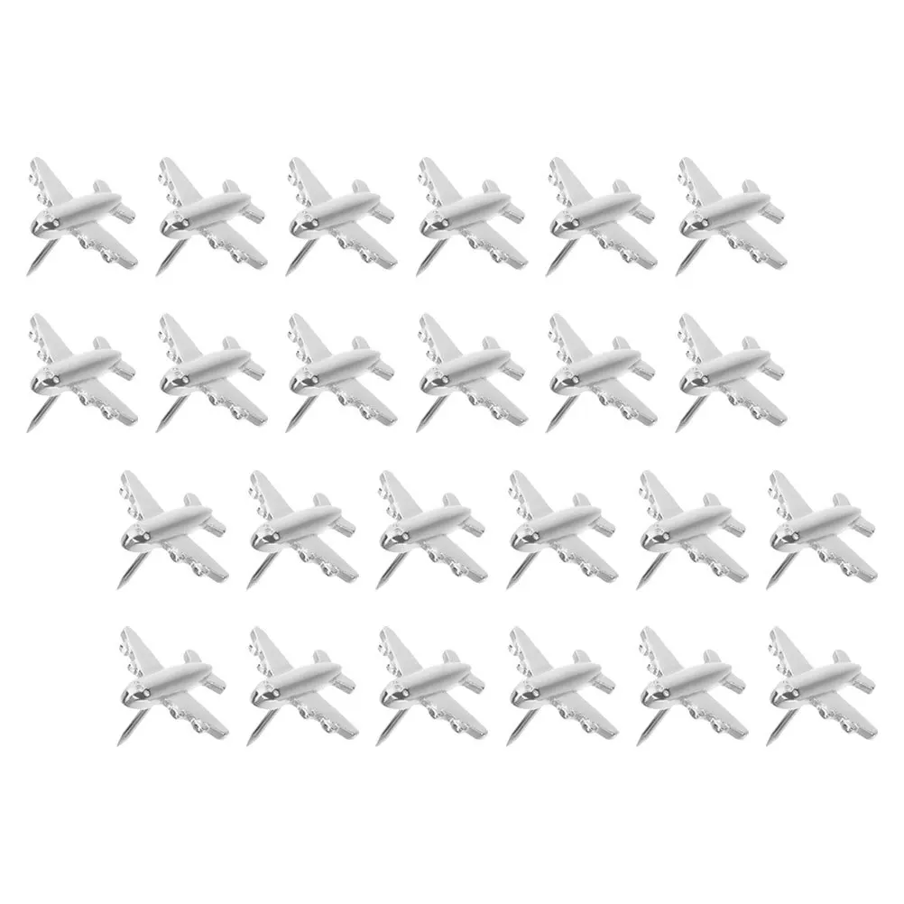 24 قطعة دبابيس دفع على شكل طائرة مسامير إبهام معدنية لتثبيت الخرائط صور التقويمات كائنات خفيفة الوزن ديكور مكتب المدرسة