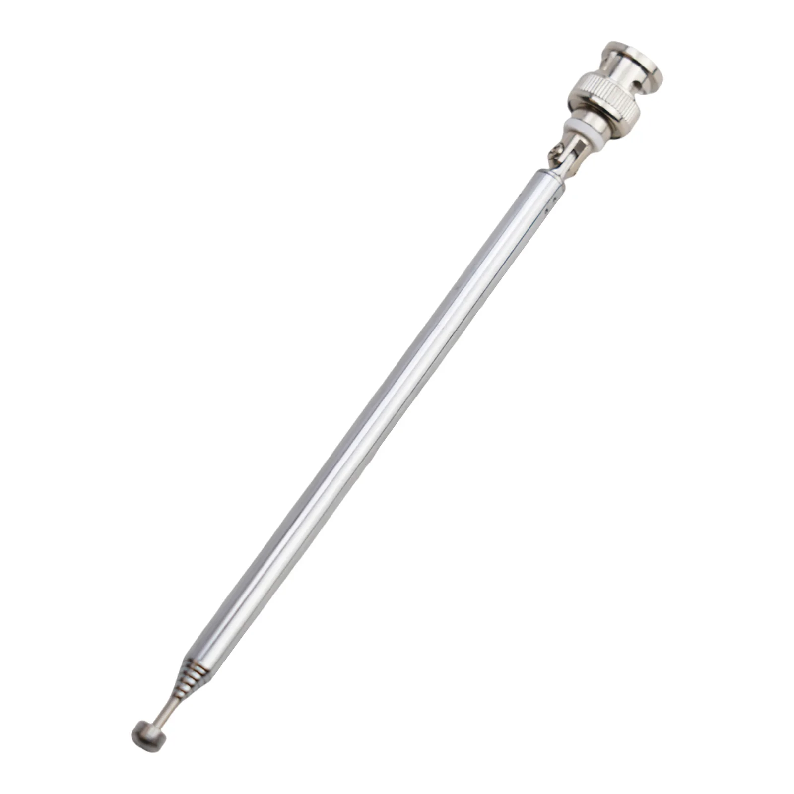 Scanner Aerial Elasticated Antenna Replacement Silver Stainless Steel 20-1300MHz 7 Sections BNC Male Connector